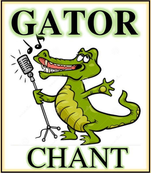 Illustration of an Alligator singing, text reads Gator Chant
